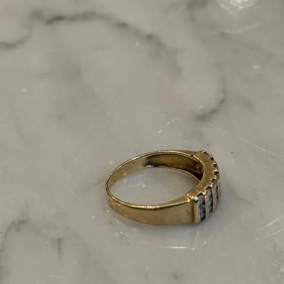 10k GOLD & DIAMOND Two-Row Cluster Band Ring, Circa 1980s–90s - Picture 3 of 6